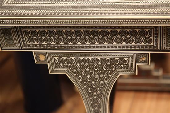 A 19th century Anglo-Indian ivory, sadeli and sandalwood work table, W.2ft.